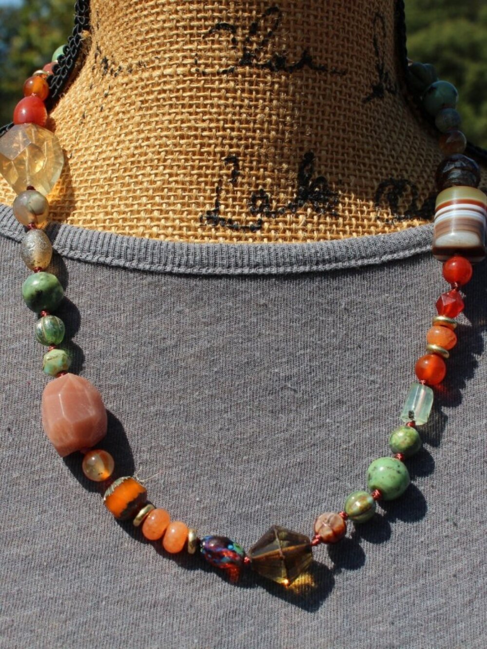 Autumn Dreams Chunky Gemstone Necklace 21 inches